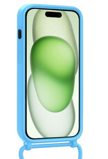 BASEY. BASEY. iPhone 15 Plus Hoesje Pashouder met Koord - Lichtblauw - 2 PACK