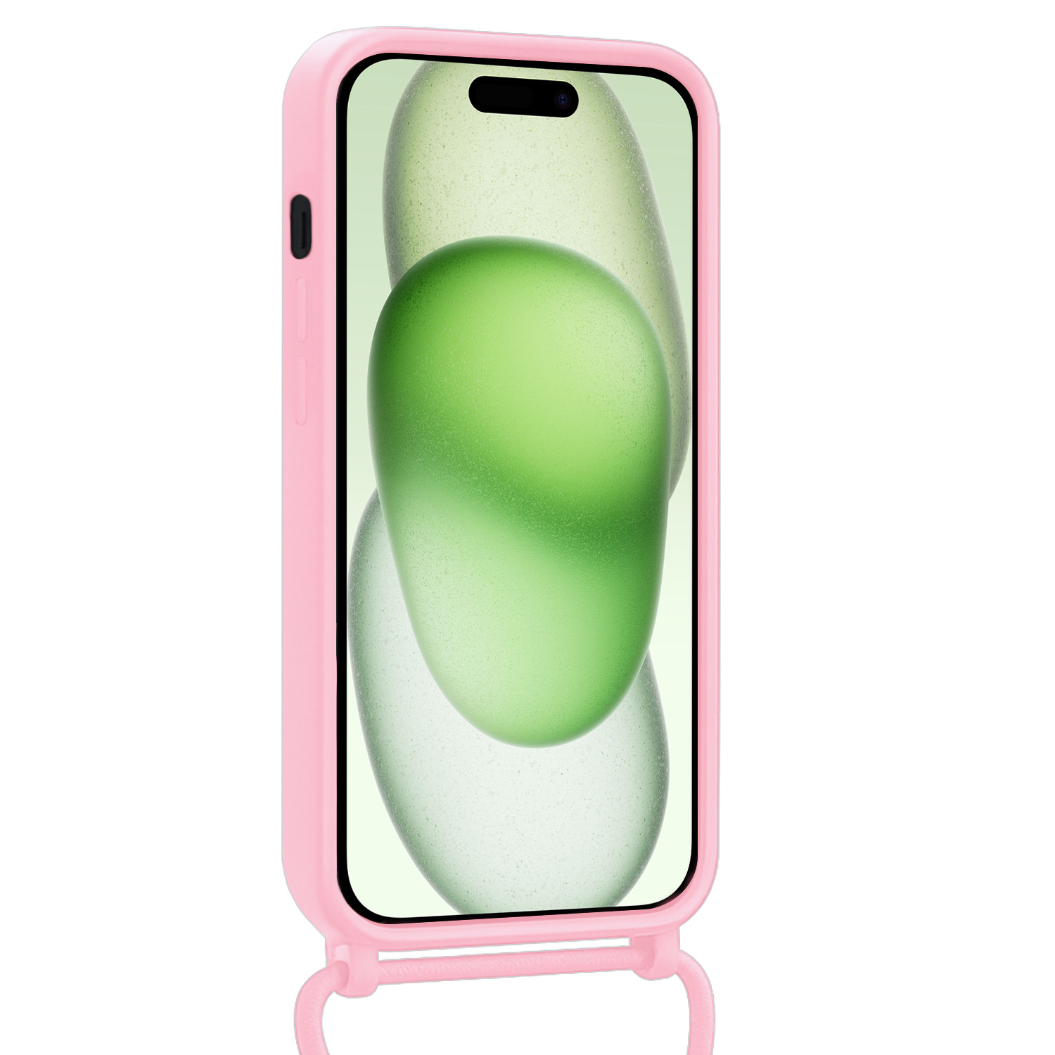 BASEY. BASEY. iPhone 15 Plus Hoesje Pashouder met Koord Met Screenprotector - Lichtroze