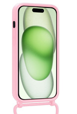 BASEY. BASEY. iPhone 15 Plus Hoesje Pashouder met Koord Met 2x Screenprotector - Lichtroze