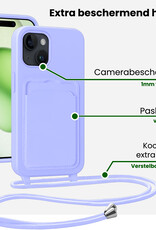 BASEY. BASEY. iPhone 15 Plus Hoesje Pashouder met Koord Met Screenprotector - Lila