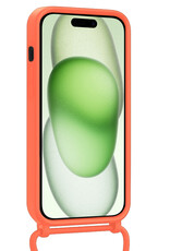 BASEY. BASEY. iPhone 15 Plus Hoesje Pashouder met Koord Met 2x Screenprotector - Papaya
