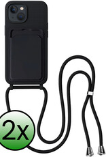 BASEY. BASEY. iPhone 15 Plus Hoesje Pashouder met Koord - Zwart - 2 PACK