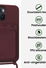 BASEY. BASEY. iPhone 15 Hoesje Pashouder met Koord - Aubergine