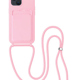 BASEY. BASEY. iPhone 15 Hoesje Pashouder met Koord - Lichtroze