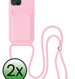 BASEY. BASEY. iPhone 15 Hoesje Pashouder met Koord - Lichtroze - 2 PACK