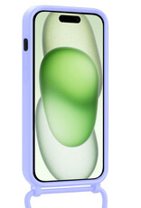 BASEY. BASEY. iPhone 15 Hoesje Pashouder met Koord Met 2x Screenprotector - Lila