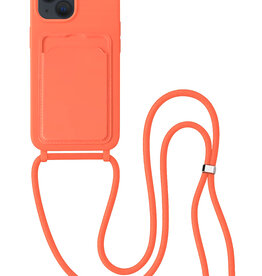 BASEY. BASEY. iPhone 15 Hoesje Pashouder met Koord - Papaya