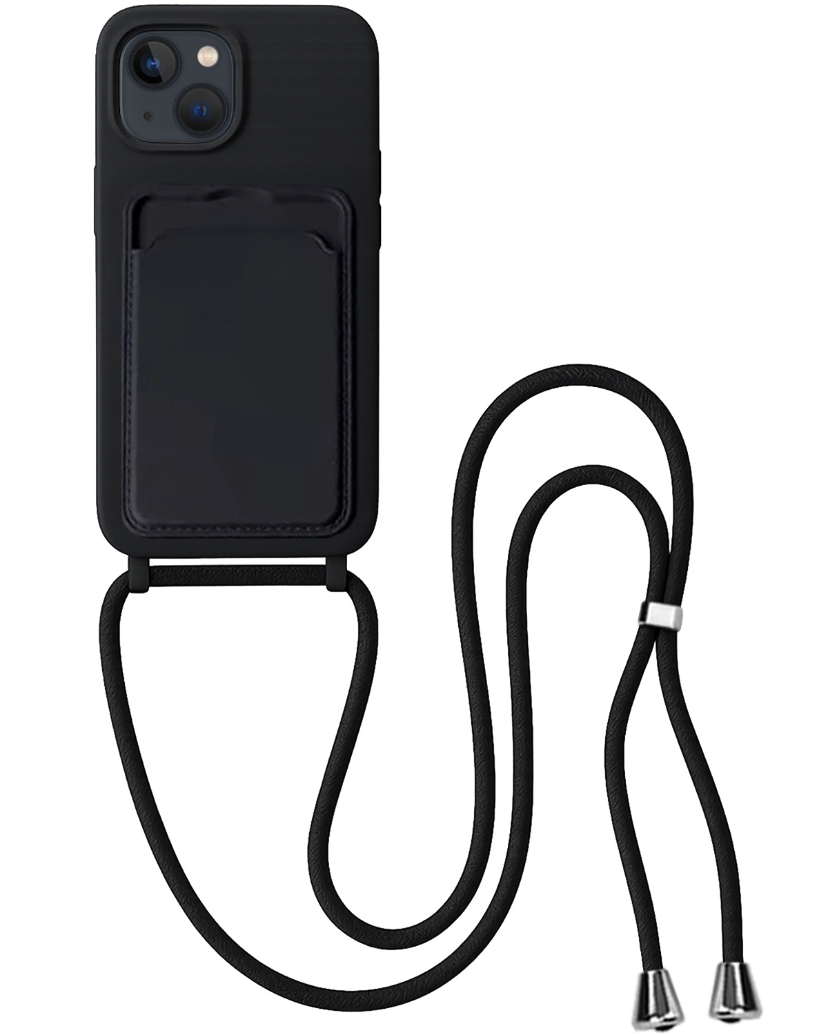 BASEY. BASEY. iPhone 15 Hoesje Pashouder met Koord - Zwart