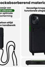 BASEY. BASEY. iPhone 15 Hoesje Pashouder met Koord Met 2x Screenprotector - Zwart