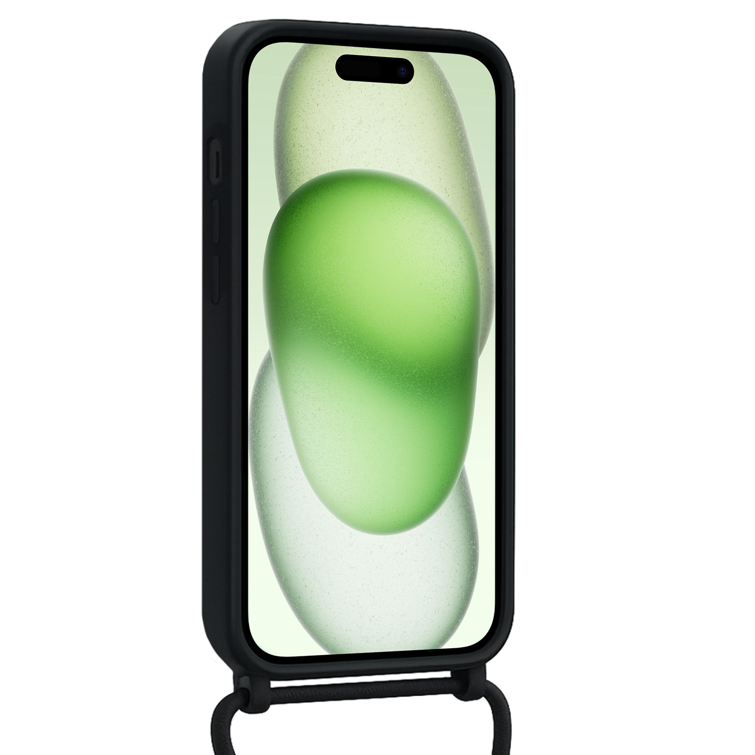 BASEY. BASEY. iPhone 15 Hoesje Pashouder met Koord Met 2x Screenprotector - Zwart