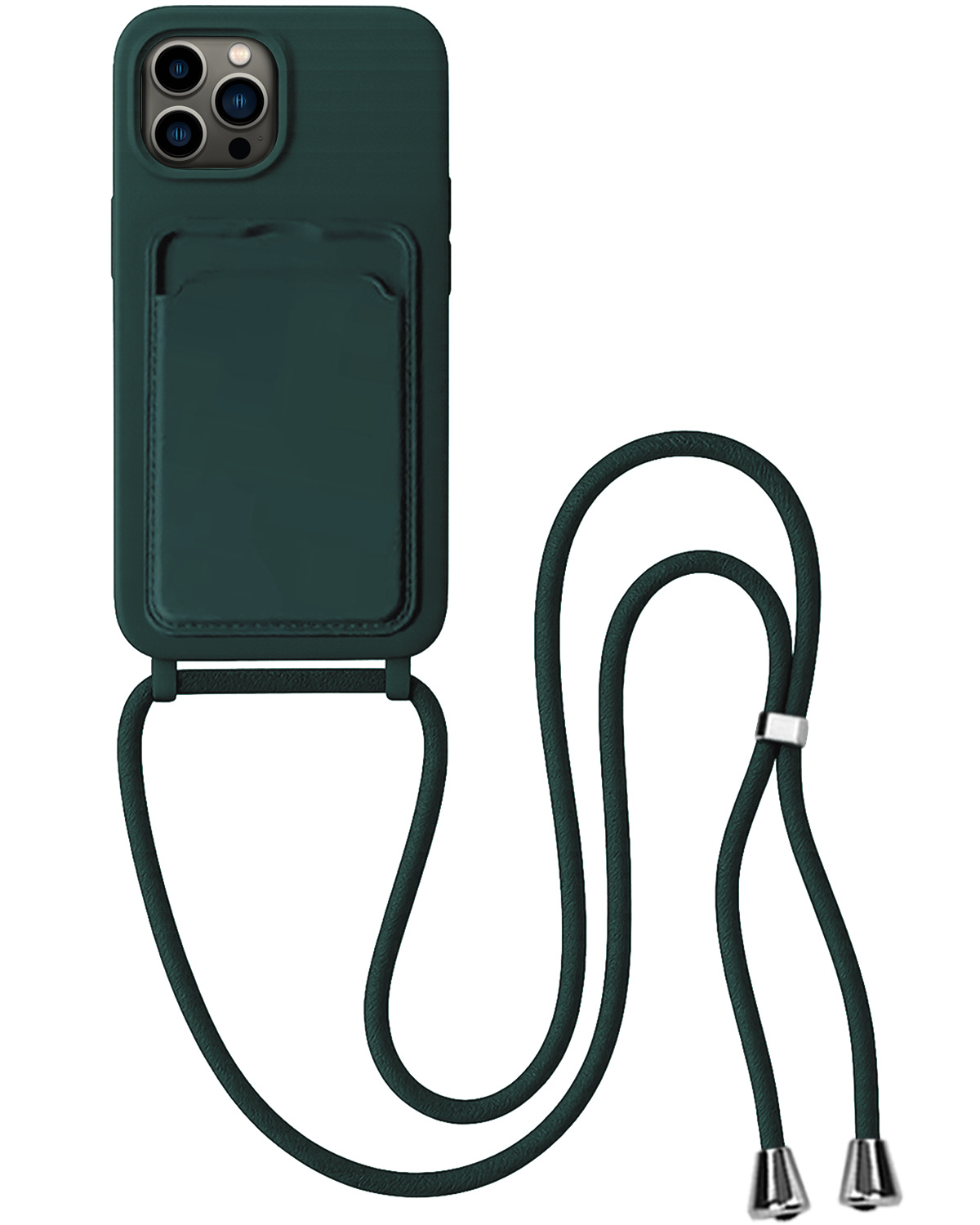 BASEY. BASEY. iPhone 15 Pro Hoesje Pashouder met Koord - Donkergroen
