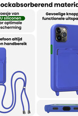 BASEY. BASEY. iPhone 15 Pro Hoesje Pashouder met Koord Met Screenprotector - Fel Blauw