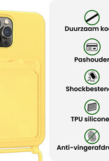 BASEY. BASEY. iPhone 15 Pro Hoesje Pashouder met Koord Met Screenprotector - Geel