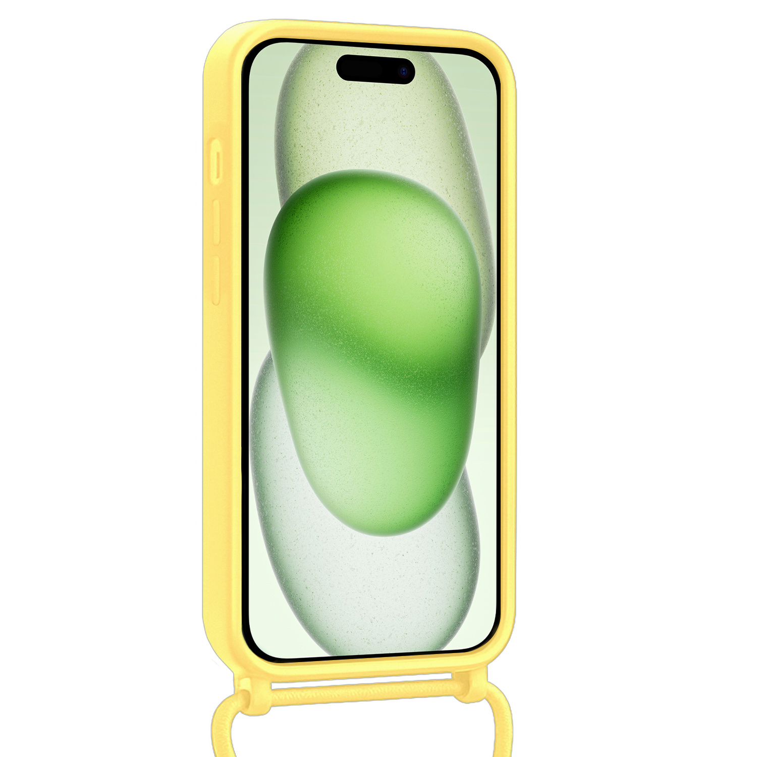 BASEY. BASEY. iPhone 15 Pro Hoesje Pashouder met Koord Met Screenprotector - Geel