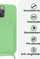BASEY. BASEY. iPhone 15 Pro Hoesje Pashouder met Koord Met 2x Screenprotector - Groen