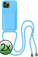 BASEY. BASEY. iPhone 15 Pro Hoesje Pashouder met Koord - Lichtblauw - 2 PACK