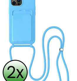 BASEY. BASEY. iPhone 15 Pro Hoesje Pashouder met Koord - Lichtblauw - 2 PACK