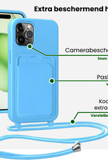 BASEY. BASEY. iPhone 15 Pro Hoesje Pashouder met Koord - Lichtblauw - 2 PACK