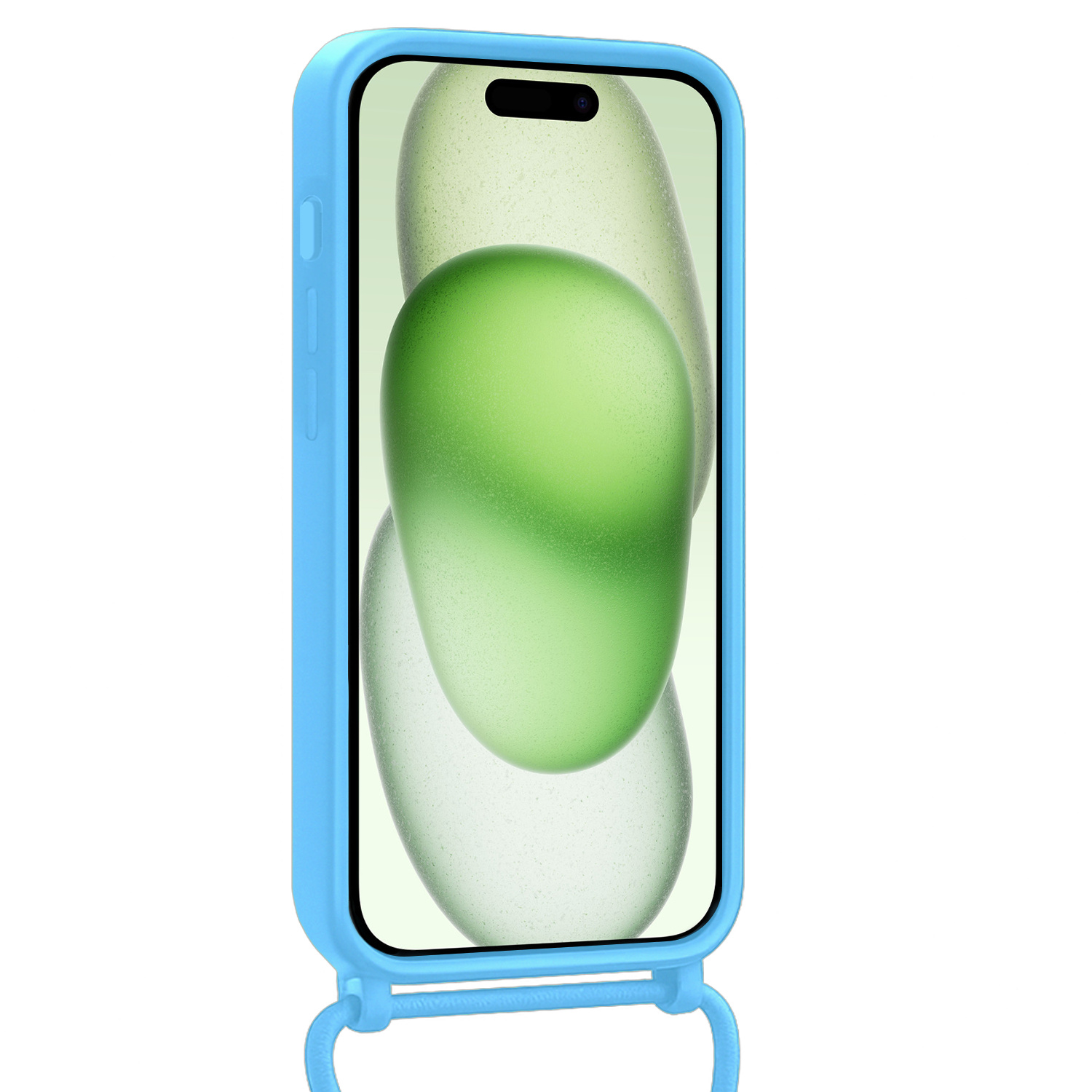 BASEY. BASEY. iPhone 15 Pro Hoesje Pashouder met Koord Met Screenprotector - Lichtblauw