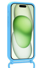 BASEY. BASEY. iPhone 15 Pro Hoesje Pashouder met Koord Met 2x Screenprotector - Lichtblauw