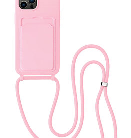 BASEY. BASEY. iPhone 15 Pro Hoesje Pashouder met Koord - Lichtroze