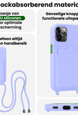 BASEY. BASEY. iPhone 15 Pro Hoesje Pashouder met Koord Met Screenprotector - Lila