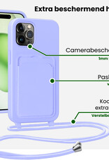 BASEY. BASEY. iPhone 15 Pro Hoesje Pashouder met Koord Met 2x Screenprotector - Lila