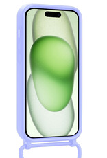 BASEY. BASEY. iPhone 15 Pro Hoesje Pashouder met Koord Met 2x Screenprotector - Lila