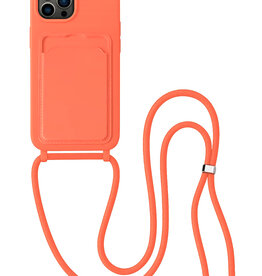 BASEY. BASEY. iPhone 15 Pro Hoesje Pashouder met Koord - Papaya