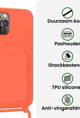 BASEY. BASEY. iPhone 15 Pro Hoesje Pashouder met Koord Met Screenprotector - Papaya