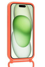 BASEY. BASEY. iPhone 15 Pro Hoesje Pashouder met Koord Met Screenprotector - Papaya
