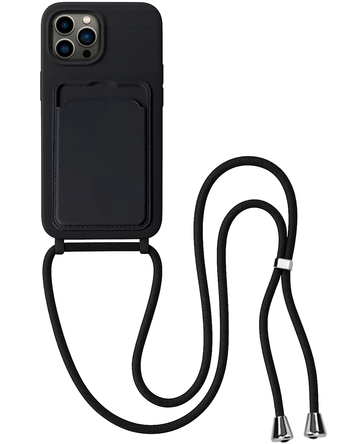 BASEY. BASEY. iPhone 15 Pro Hoesje Pashouder met Koord - Zwart