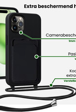 BASEY. BASEY. iPhone 15 Pro Hoesje Pashouder met Koord - Zwart - 2 PACK