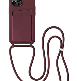 BASEY. BASEY. iPhone 15 Pro Max Hoesje Pashouder met Koord - Aubergine