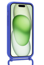 BASEY. BASEY. iPhone 15 Pro Max Hoesje Pashouder met Koord Met 2x Screenprotector - Fel Blauw