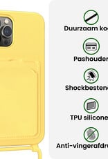 BASEY. BASEY. iPhone 15 Pro Max Hoesje Pashouder met Koord Met 2x Screenprotector - Geel