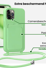 BASEY. BASEY. iPhone 15 Pro Max Hoesje Pashouder met Koord Met Screenprotector - Groen