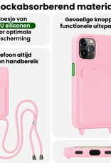 BASEY. BASEY. iPhone 15 Pro Max Hoesje Pashouder met Koord Met Screenprotector - Lichtroze