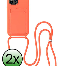 BASEY. BASEY. iPhone 15 Pro Max Hoesje Pashouder met Koord - Papaya - 2 PACK