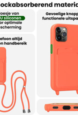 BASEY. BASEY. iPhone 15 Pro Max Hoesje Pashouder met Koord Met 2x Screenprotector - Papaya