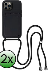BASEY. BASEY. iPhone 15 Pro Max Hoesje Pashouder met Koord - Zwart - 2 PACK