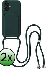 BASEY. BASEY. iPhone 16 Plus Hoesje Pashouder met Koord - Donkergroen - 2 PACK
