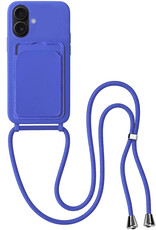BASEY. BASEY. iPhone 16 Plus Hoesje Pashouder met Koord - Fel Blauw