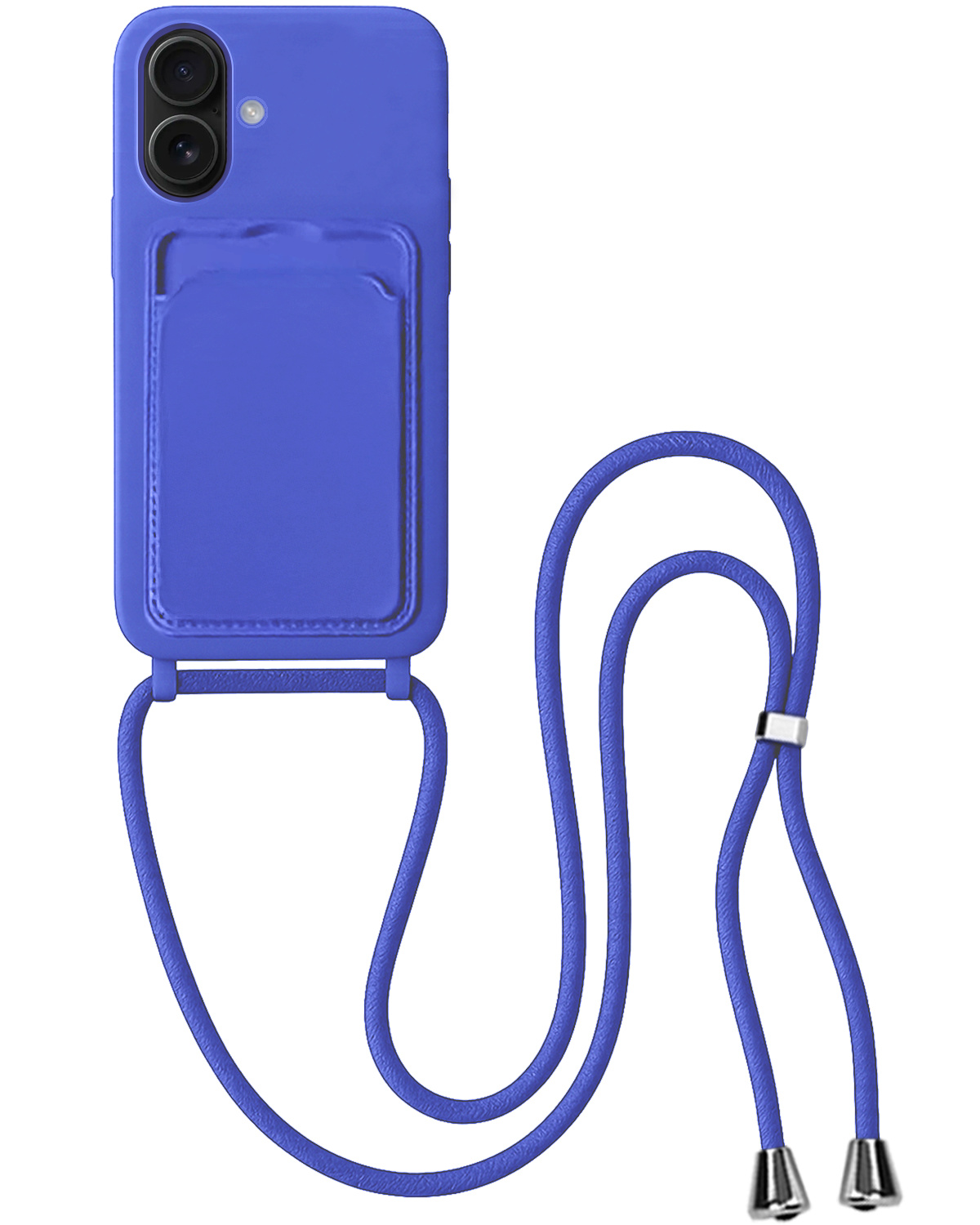 BASEY. BASEY. iPhone 16 Plus Hoesje Pashouder met Koord - Fel Blauw