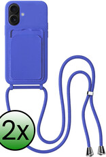 BASEY. BASEY. iPhone 16 Plus Hoesje Pashouder met Koord - Fel Blauw - 2 PACK