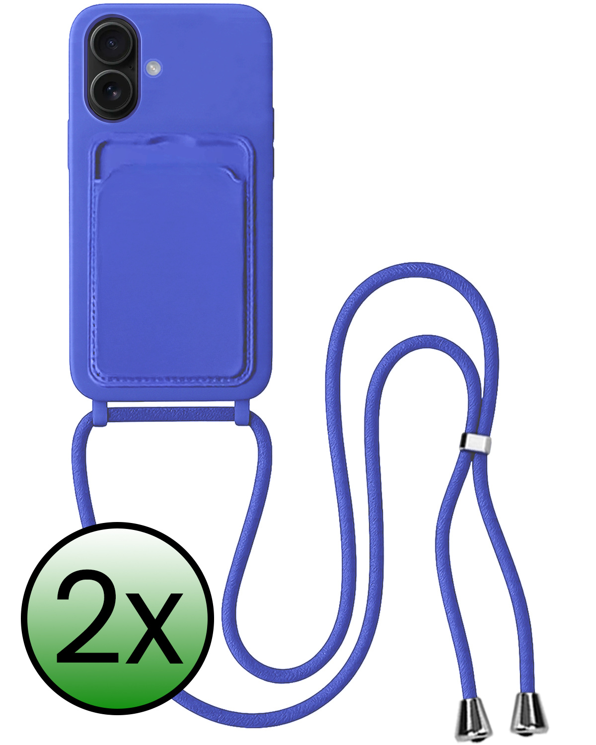 BASEY. BASEY. iPhone 16 Plus Hoesje Pashouder met Koord - Fel Blauw - 2 PACK
