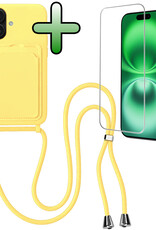 BASEY. BASEY. iPhone 16 Plus Hoesje Pashouder met Koord Met Screenprotector - Geel