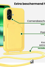 BASEY. BASEY. iPhone 16 Plus Hoesje Pashouder met Koord Met Screenprotector - Geel