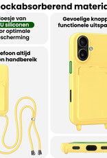 BASEY. BASEY. iPhone 16 Plus Hoesje Pashouder met Koord Met 2x Screenprotector - Geel