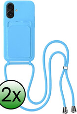 BASEY. BASEY. iPhone 16 Plus Hoesje Pashouder met Koord - Lichtblauw - 2 PACK